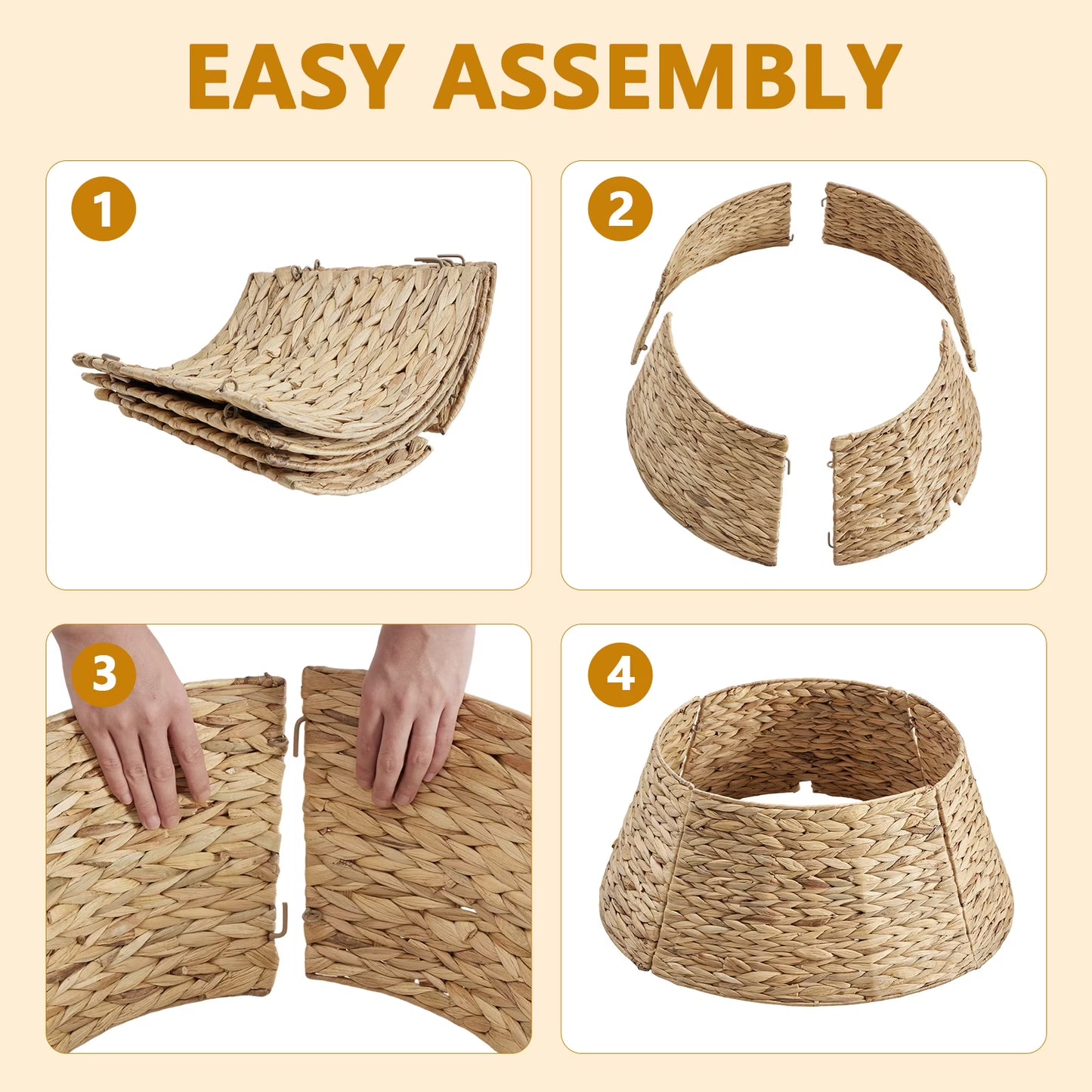 CONCETTA 42in Christmas Tree Collar, Farmhouse Detachable Handwoven Christmas Tree Base Cover, Christmas Tree Basket Base, for Holiday,Natural