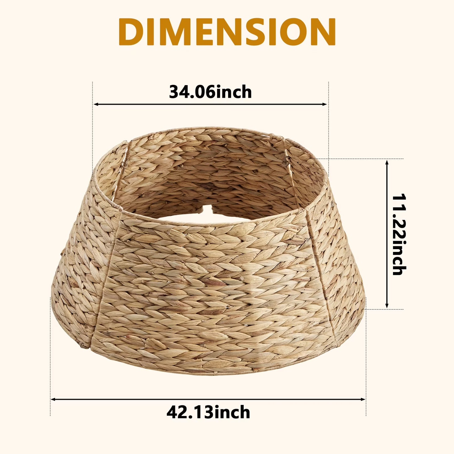 CONCETTA 42in Christmas Tree Collar, Farmhouse Detachable Handwoven Christmas Tree Base Cover, Christmas Tree Basket Base, for Holiday,Natural